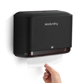 Modundry Wall Mount Paper Towel Dispensers,Commercial Multifold Tissue Dispenser with Smart Lock, Adhesive No Drilling or Screws Install,Hand Towel Holder for Bathroom,Restroom, Office, Home (Black)