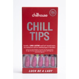 Chillhouse Chill Tips Signatures Press On Nails Kit, Luck Be a Lady - Long Almond - 24 Nail Shapes & Sizes, Dual-Sided Buffer & File, Cuticle Stick & Glue - Long-Lasting Nail Art Manicures