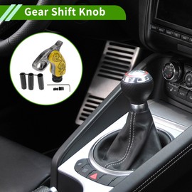 HOPESPANNER 10.8cm Shift Knob Universal Gear Shifter Knob Resin Stick Shifter Lever Knob for Automatic and Manual Vehicle with 3 Adapter Yellow 1 Set
