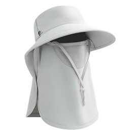 ZVCXOE, UV Protection Hat, Women's, Spring and Summer, Bucket Hat, Sun Protection, Full Light Blocking, Breathable, Sweat Absorbent, Quick Drying, Face Coverage, Wide Brim, Removable Face Cover, Sun