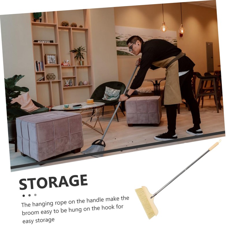 NOLITOY Bristle Broom with Long Handle Bristles for Indoor and