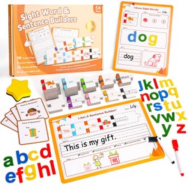 GiftAmaz 145 PCS Sentence Building for Kids, Sight Word Games Puzzle, Special Education Classroom Must Haves, Montessori Grammar Reading Game, Speech Therapy Cardboard Christmas Toys for Kindergarten