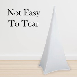 Weddecor White Tripod Speaker Stand Cover Strech Fabric 360 Degree Coverage Triple Sided DJ Accessory for Weddings, Banquets, Parties, Events, Birthday, 2pcs