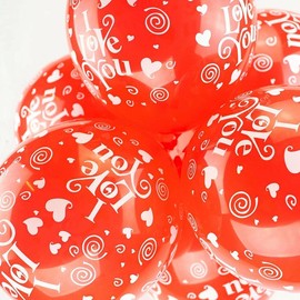 Happium 12" Latex Assorted I Love You Red Hearts Balloons, Pack of 10