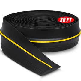 Pangda 30 ft Universal Garage Door Bottom Threshold Seal Strip Weather Stripping Replacement Rubber Waterproof DIY Weatherproof Garage Door Threshold Seal Strip, Not Include Sealant, Black