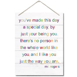 Mr. Rogers Inspired Decor Sign, Hanging Printed Wall Plaque Wood Signs, I Like You Just The Way You Are Wall Art Decor, Nursery Decor, Playroom Room, Kid's Room Decor, Gift for Children 10X7.8inch