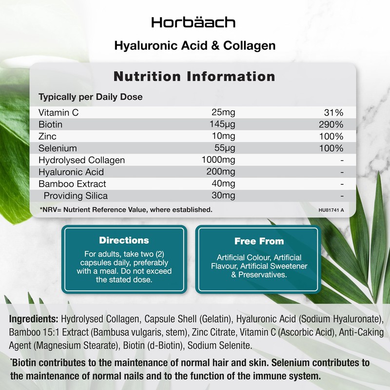 Hyaluronic Acid Supplement with Collagen | 180 Capsules | High