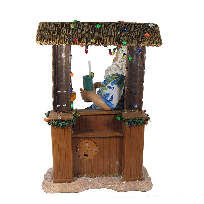 Kurt S. Adler 11" Beach Santa at Tiki Bar Figure,