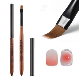 JFIYUOMCI Ombre Nail Brush (Thicken), Precise Gradient & Lace Nail Art Painting Brushes Pen, Acrylic Ombre Brush for Nails, Mahogany Manicure Design Tool for DIY & Salon Gel Polish