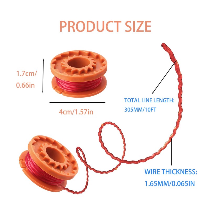 MOLHEM 6 PCS Strimmer Spool for Worx McGregor MCT2X1825 CLGT18LG/1