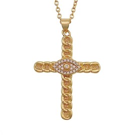 SBI Jewelry Evil Eyes Clear CZ Gold Cross Necklace for Women Pendant Sparkle Family Friend Mum Daughter Grandma Mother Day Anniversary Birthday