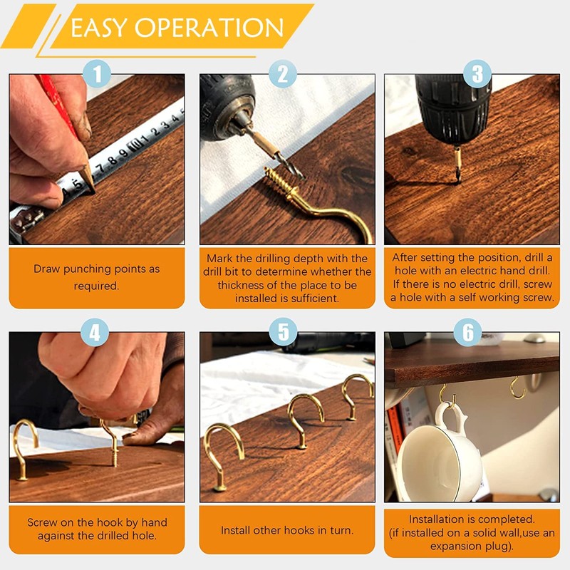 JSUOEO Ceiling Hook Cup, Pack of 130 Hooks Screw Hooks