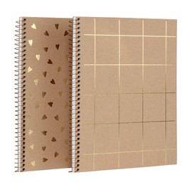 Oxford Spiral Notebooks, 2 Pack, 100% Recycled, Kraft Notebooks, Gold, College Ruled, 80 Sheets/160 Pages, Student Gifts, Teacher Gifts (90881)