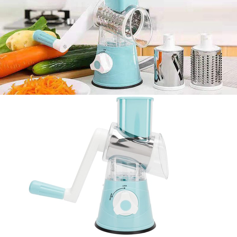 Rotary Cheese Grater Shredder, Manual Vegetable Slicer Suction Base 3