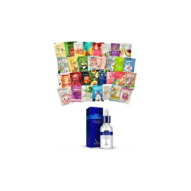 Paquete 30 Mascarillas Coreanas Serum cido Hialurnico Mixta