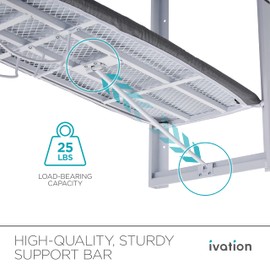 Ivation Wall-Mounted Ironing Board | Foldable 36.2” x 12.2” Ironing Station for Home, Apartment & Small Spaces | Sturdy Folding Board, Easy-Release Lever, Removable Cotton Cover & Mounting Hardware
