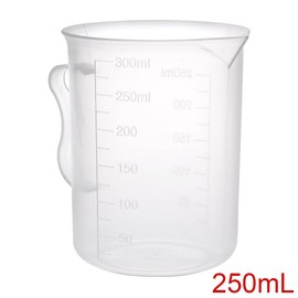 Recogwood 5Pcs Plastic Measuring Cups, 250ml Transparent Lab Graduated Beakers with Handle, Heat Resistant Measuring Jugs, Liquid Measuring Cups, Mixing Cups for Baking Cooking Lab