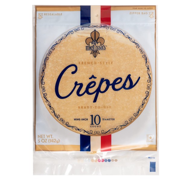 Melissa's Ready-to-Eat Plain Crepes, 9-inch Crepes To Go for Breakfast and Camping, Healthy Snack Options for Kids and Adults, 3 Packages, 10 Count