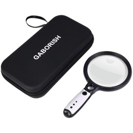 Large Magnifying Glass with 37 LED Light and Case, 10X 20X 45X Handheld Illuminated Lighted Magnifier with 3 Light Modes Rechargeable Magnifying Glass for Seniors Reading, Inspection (Black & White)