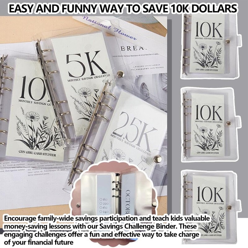 12-Month Envelopes Money Saving Challenge Binder,Budget Binder With Cash Envelopes,12