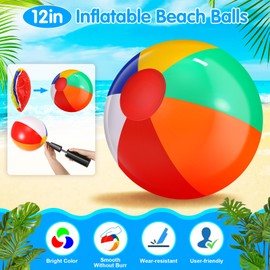 MiniInflat 60 Pcs Pool Party Beach Favors 12 Beach Balls 12 Sunglasses Bulk 12 Sand Bucket and Shovels Set 12 Mini Water Squirts 12 Whistles for Summer Pool Toy Girl Boy Birthday Party Supplies