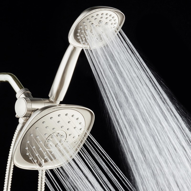AquaDance Luxury Square High-Pressure Giant 7.3" Rain Shower Head/Handheld Spa