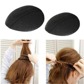 4 Pcs 2 Pairs Black Sponge Bump It Up Volume Hair Base Pads, Fluffy Padding Inserts for Hairstyle Bum Maker, Braid Holder for Women Girls
