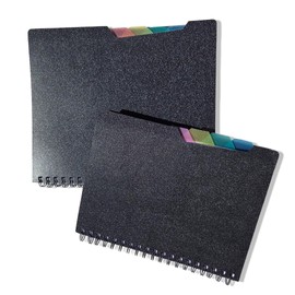 Svana 5-Subject A5 Spiral Notebook – Black Hardcover, 300 Ruled Pages with Tabs – School, Office, Journal, Study