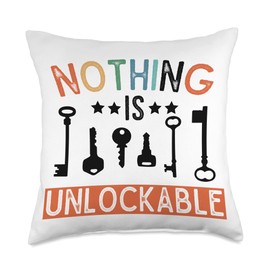 Locksmith Locksmithing Lock Pick Apparel Locksmith Nothing is Unlockable Pick Tools Throw Pillow, 18x18, Multicolor