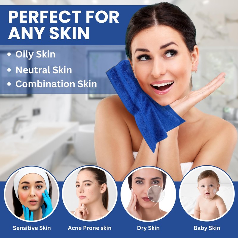 Towelogy Premium Face Cloths 100% Combed Cotton Fade Resistant 33x33cm