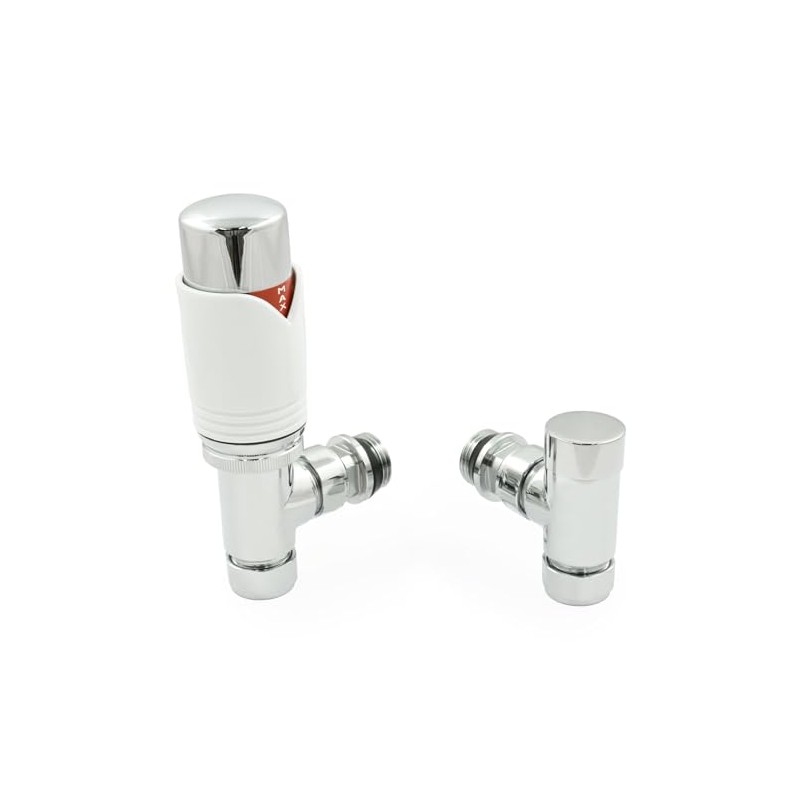 Realm Angled TRV White - Thermostatic Radiator Valves Set -