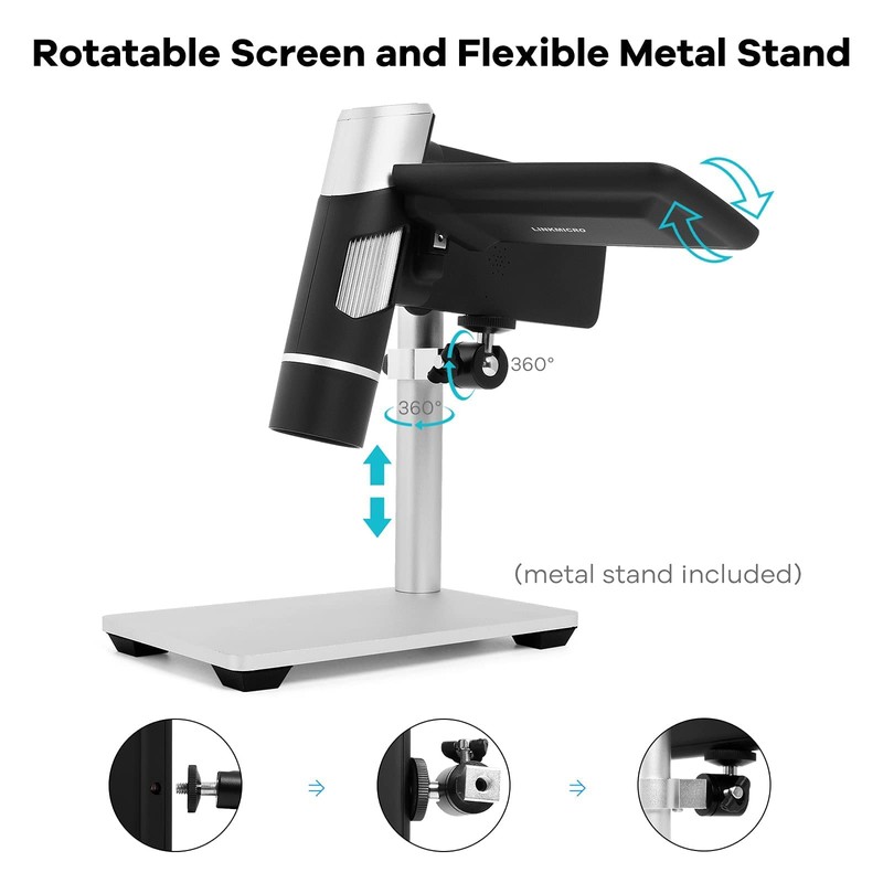 LINKMICRO LM203 Handheld LCD Digital Microscope with Metal Stand, 4