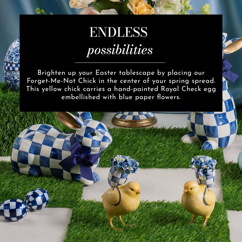 MACKENZIE-CHILDS Forget-Me-Not Chick, Cute Baby Chicken Figurine, Spring and Easter