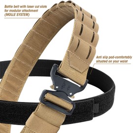 VISMIX Tactical Belt Battle Belt, Quick Release Buckle 2" MOLLE Gun Belt with 1.5" Inner Belt for Shooting Hunting