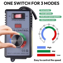 Speed Controller 230 V, Frequency Converter Voltage Regulator 230 V, AC 220 V 10 A Peak Power 4000 W, for Angle Grinders, Blowers, Hand Drills, Circular Saws