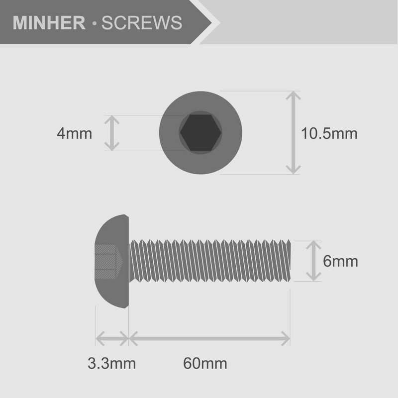 (15 Sets) M6-1.0 x 60 mm Allen Screws and Nuts