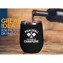 Pickleball Black Edition Wine Tumbler 12oz - The sport of - Ball Game pop tennis rackets netball handlball