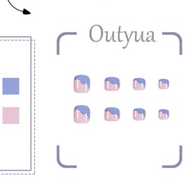 Outyua Short Press on Toenails Square False Toenail Rhinstone Cute Acrylic Fake Toe Nails Full Cover Artificial Toe nail for Women and Girls 24pc (Blue&Pink)