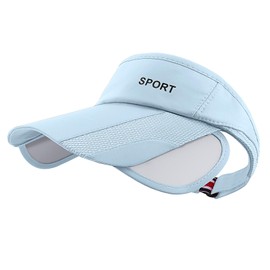 Summer Sun Visor Hats for Women Adjustable Golf Cap with Retractable Wide Brim Sun UV Protection Beach Hats for Sport Outdoor Light Blue