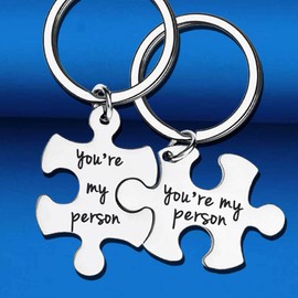 Xiyantiji Matching Keychains for Couples Puzzle Keychain for Boyfriend Girlfriend Birthday Christmas Gifts for Husband Wife, Best Friend Keychain Gift Set of 2 - You re My Person Keychain
