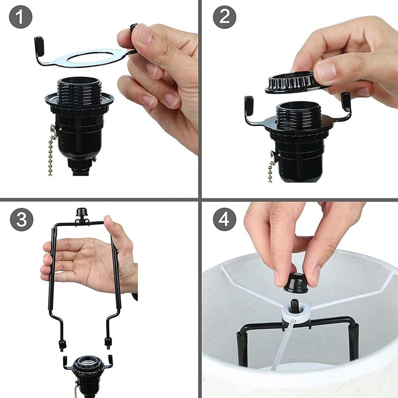 2PCS Lamp Shade Harp Holder E14,E26,E27 Light Base Adapter Adjustable