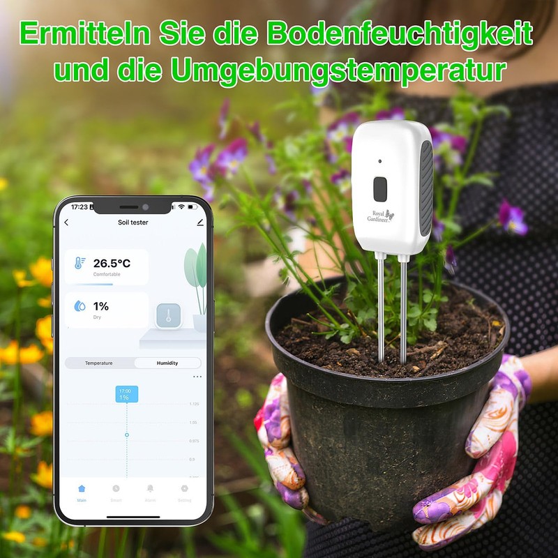 Royal Gardineer Plant Sensor: Smart Soil Moisture & Temperature Sensor