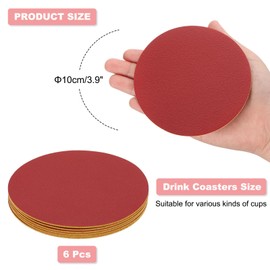 sourcing map Round Drink Coasters, 6Pcs 4"x4" PVC Dual Color Dual Sided Non-Slip Non-Stick Waterproof Leather Coasters for Drinks, Coffee Table, Housewarming Gifts, Home Decor, Red & Yellow