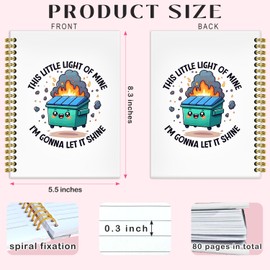 BRRNYOI Funny Dumpster Fire Notebook Journal 5.5x8.3, Work Humor Gifts for Coworkers, Sarcastic Office Gifts for Women Men, This Little Light of Mine Hardcover Spiral Notebooks for Note Taking