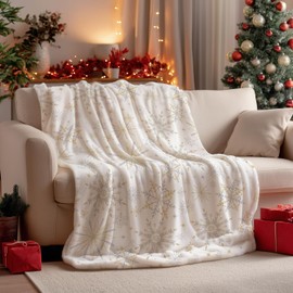 Horaldaily Christmas Flannel Blanket Throw, Simple Snow Stick Figure Beige Soft Fuzzy Plush Cozy Fleece Blankets for Couch Sofa Bed Lounging, Ideal Gifts for Kids Adults Wife Self, 60x80