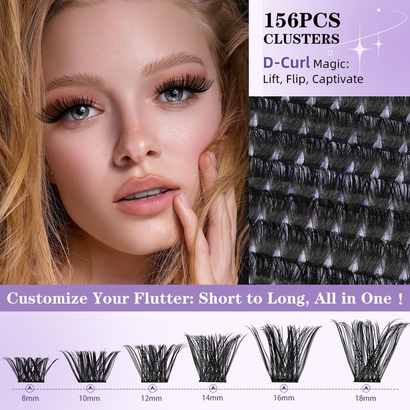 B&Q Wispy Lash Cluster B19 Eyelash Cluster 156PCS Cluster Eyelash