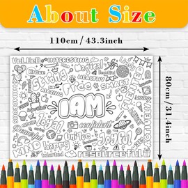 Quimoy Positive Coloring Poster for Kids, 43 x 31 Inches Coloring Tablecloth, Positive Table Cover/Banner for Kids School Classroom Home Party Supplies