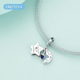 Erizteya 925 Sterling Silver Charms for Bracelets Necklaces, Elephant Mom Infinite Love Heart Pendant Beads, Family Safety Chain Clip Pendant Jewellery Gift for Women, Cubic Zirconia Silver, Zircon
