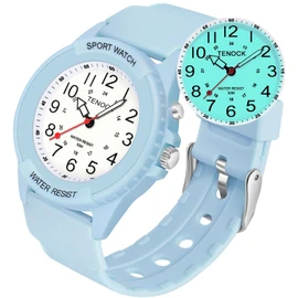TENOCK Waterproof Nurse Watch for Medical Professionals Students Women Men, Night Light, 12/24 Hour Military Time Easy to Read Dial, Second Hand Watch for Nursing Day Gifts, Blue, Military Time