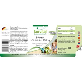 Fairvital S-Acetyl L-Glutathione - 90 Vegan Capsules - Stable Glutathione Form - High Bioavailability - Quality Tested and High Dose - Made in Germany
